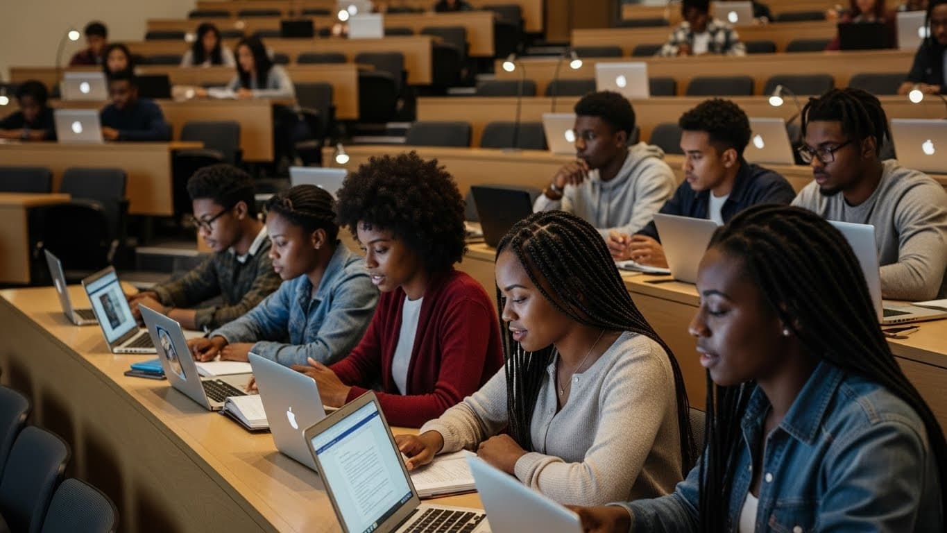 Students in university lecture hall